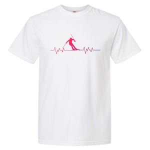 Skiing Ski Heartbeat For Skiers Great Gift Garment-Dyed Heavyweight T-Shirt