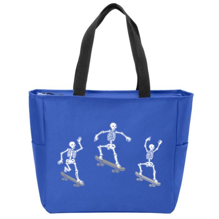 Skateboarding Skeletons Halloween Skateboard Tricks Lover Gift Zip Tote Bag