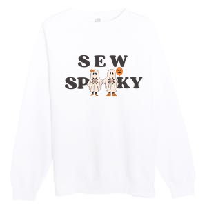 Sew Spooky Halloween Sewing Cute Ghoul Premium Crewneck Sweatshirt