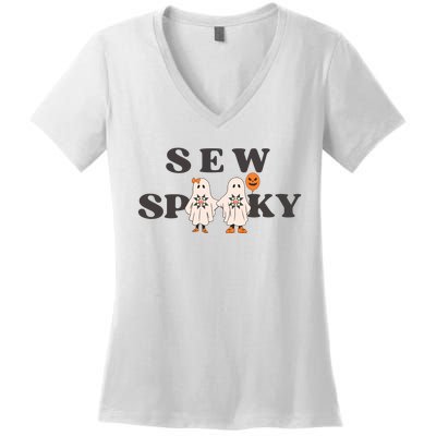 Sew Spooky Halloween Sewing Cute Ghoul Women's V-Neck T-Shirt