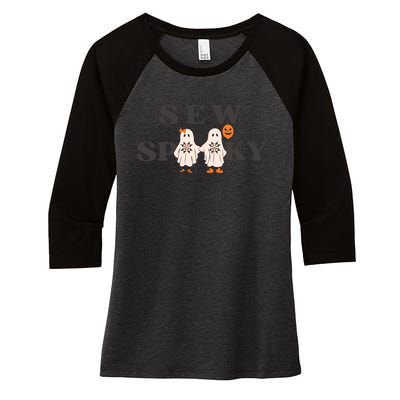 Sew Spooky Halloween Sewing Cute Ghoul Women's Tri-Blend 3/4-Sleeve Raglan Shirt