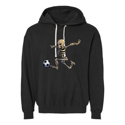 Soccer Skeleton Halloween Soccer Player Halloween Garment-Dyed Fleece Hoodie