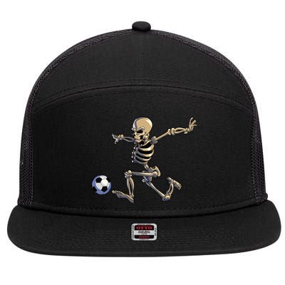 Soccer Skeleton Halloween Soccer Player Halloween 7 Panel Mesh Trucker Snapback Hat