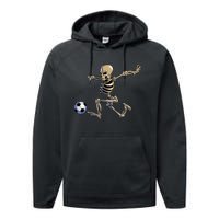 Soccer Skeleton Halloween Soccer Player Halloween Performance Fleece Hoodie