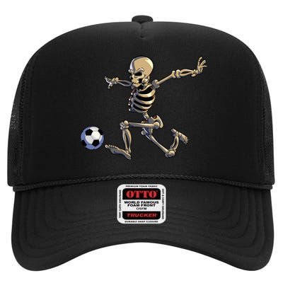 Soccer Skeleton Halloween Soccer Player Halloween High Crown Mesh Back Trucker Hat