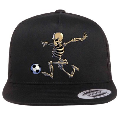 Soccer Skeleton Halloween Soccer Player Halloween Flat Bill Trucker Hat