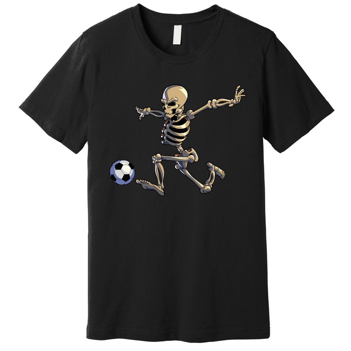 Soccer Skeleton Halloween Soccer Player Halloween Premium T-Shirt