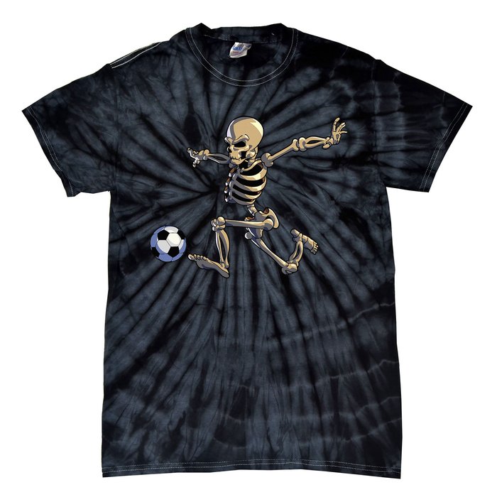 Soccer Skeleton Halloween Soccer Player Halloween Tie-Dye T-Shirt