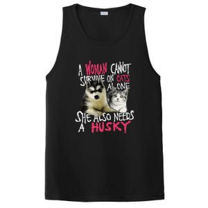 S Siberian Husky Dog And Cats Long Sleeve PosiCharge Competitor Tank