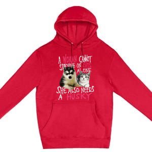 S Siberian Husky Dog And Cats Long Sleeve Premium Pullover Hoodie