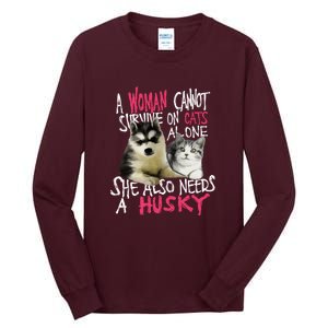 S Siberian Husky Dog And Cats Long Sleeve Tall Long Sleeve T-Shirt