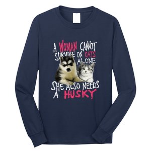 S Siberian Husky Dog And Cats Long Sleeve Long Sleeve Shirt