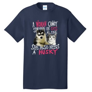 S Siberian Husky Dog And Cats Long Sleeve Tall T-Shirt