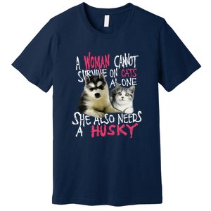 S Siberian Husky Dog And Cats Long Sleeve Premium T-Shirt