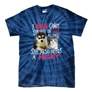 S Siberian Husky Dog And Cats Long Sleeve Tie-Dye T-Shirt