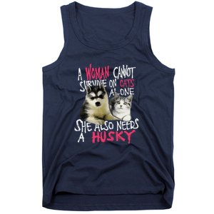 S Siberian Husky Dog And Cats Long Sleeve Tank Top