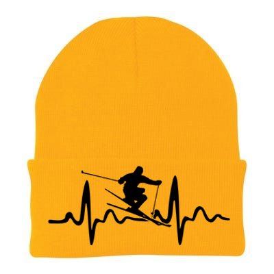 Skiing Skier Heartbeat Gift Knit Cap Winter Beanie