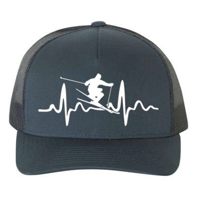 Skiing Skier Heartbeat Gift Yupoong Adult 5-Panel Trucker Hat