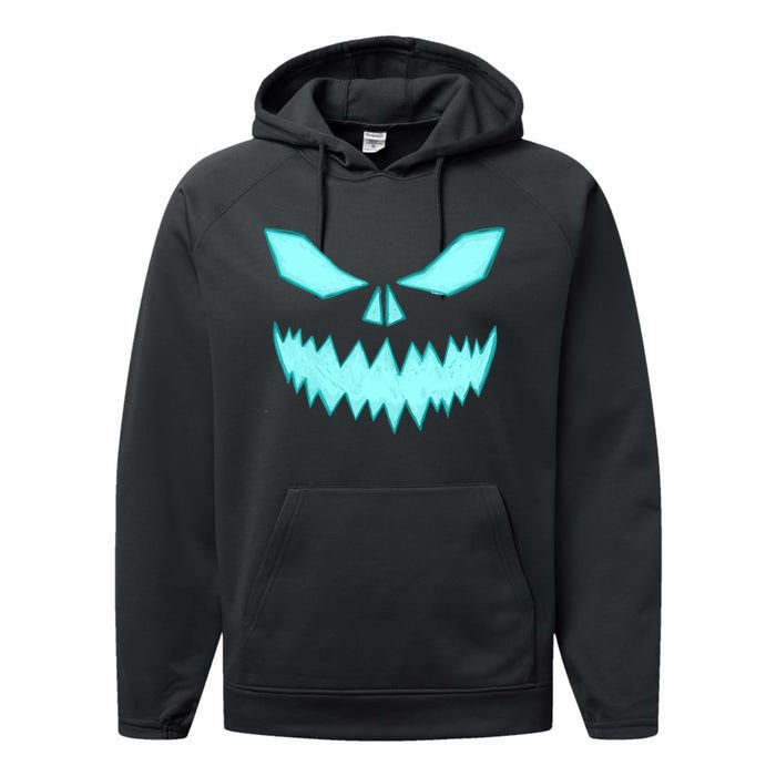 Scary Spooky Halloween Jack O Lantern Face Pumpkin Performance Fleece Hoodie