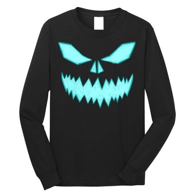 Scary Spooky Halloween Jack O Lantern Face Pumpkin Long Sleeve Shirt