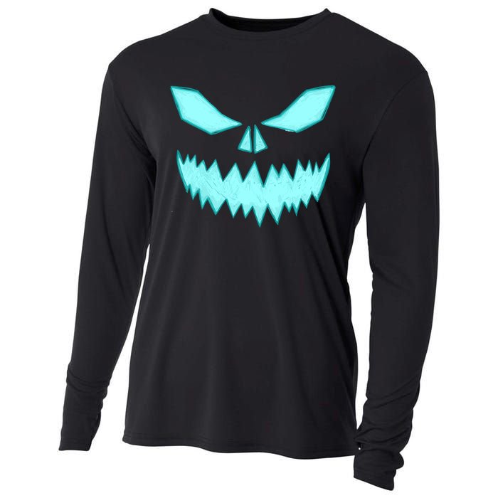 Scary Spooky Halloween Jack O Lantern Face Pumpkin Cooling Performance Long Sleeve Crew