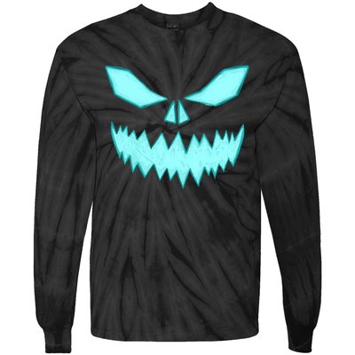 Scary Spooky Halloween Jack O Lantern Face Pumpkin Tie-Dye Long Sleeve Shirt