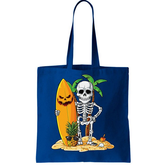 Skeleton Surfing Halloween Hawaii Hawaiian Funny Funny Surfer Tote Bag