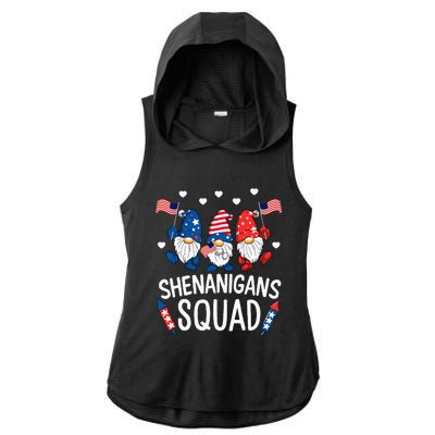 Shenanigans Squad Happy 4th Of July Funny Gnome Patriotic Ladies PosiCharge Tri-Blend Wicking Draft Hoodie Tank