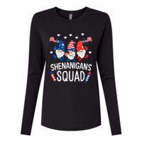 Shenanigans Squad Happy 4th Of July Funny Gnome Patriotic Womens Cotton Relaxed Long Sleeve T-Shirt