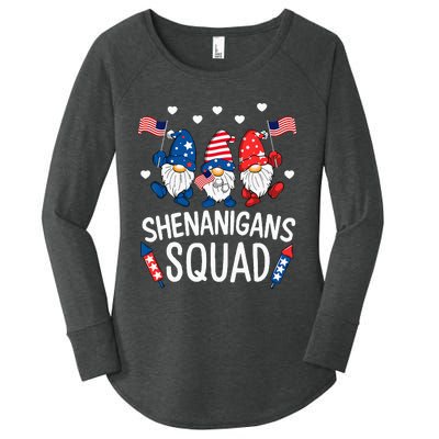 Shenanigans Squad Happy 4th Of July Funny Gnome Patriotic Women's Perfect Tri Tunic Long Sleeve Shirt