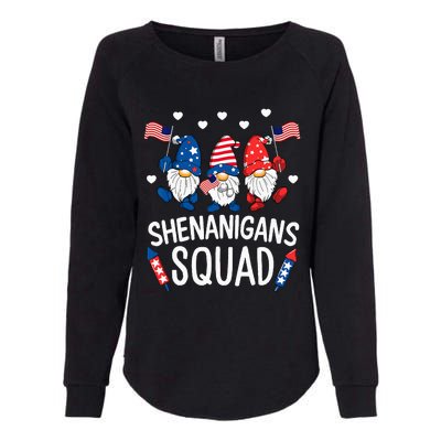 Shenanigans Squad Happy 4th Of July Funny Gnome Patriotic Womens California Wash Sweatshirt