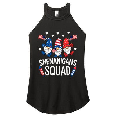 Shenanigans Squad Happy 4th Of July Funny Gnome Patriotic Women's Perfect Tri Rocker Tank