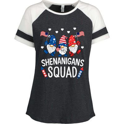 Shenanigans Squad Happy 4th Of July Funny Gnome Patriotic Enza Ladies Jersey Colorblock Tee