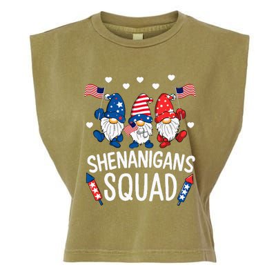 Shenanigans Squad Happy 4th Of July Funny Gnome Patriotic Garment-Dyed Women's Muscle Tee