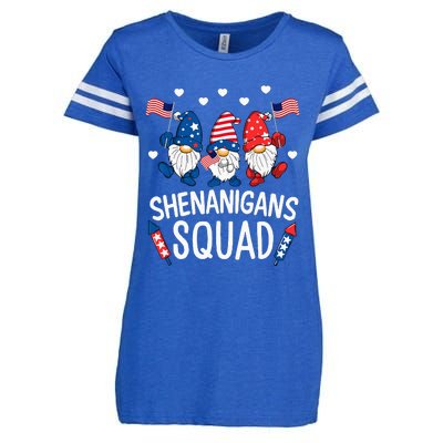 Shenanigans Squad Happy 4th Of July Funny Gnome Patriotic Enza Ladies Jersey Football T-Shirt