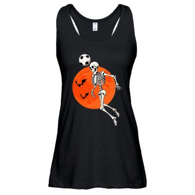 Soccer Skeleton Heading Ball Soccer Player Halloween Moon Ladies Essential Flowy Tank