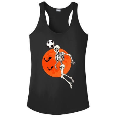 Soccer Skeleton Heading Ball Soccer Player Halloween Moon Ladies PosiCharge Competitor Racerback Tank