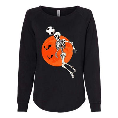 Soccer Skeleton Heading Ball Soccer Player Halloween Moon Womens California Wash Sweatshirt