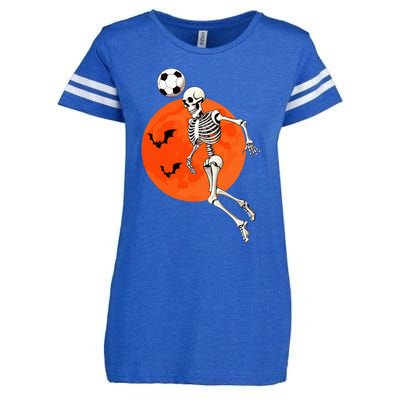 Soccer Skeleton Heading Ball Soccer Player Halloween Moon Enza Ladies Jersey Football T-Shirt