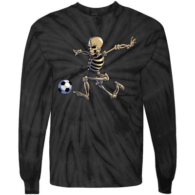 Soccer Skeleton Halloween Soccer Player Halloween Tie-Dye Long Sleeve Shirt