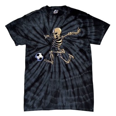 Soccer Skeleton Halloween Soccer Player Halloween Tie-Dye T-Shirt