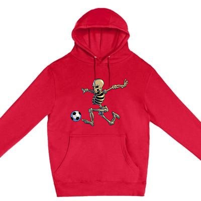 Soccer Skeleton Halloween Soccer Player Halloween Premium Pullover Hoodie