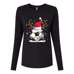 Soccer Santa Hat Reindeer Christmas Lights Funny Xmas Womens Cotton Relaxed Long Sleeve T-Shirt