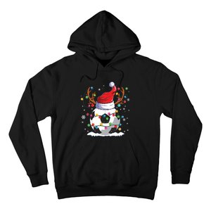 Soccer Santa Hat Reindeer Christmas Lights Funny Xmas Hoodie