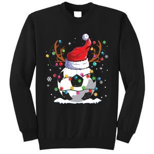 Soccer Santa Hat Reindeer Christmas Lights Funny Xmas Sweatshirt