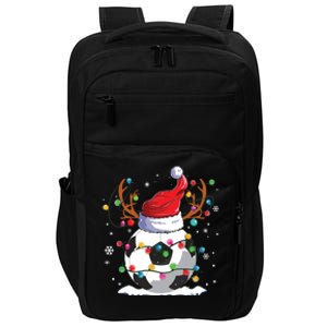 Soccer Santa Hat Reindeer Christmas Lights Funny Xmas Impact Tech Backpack