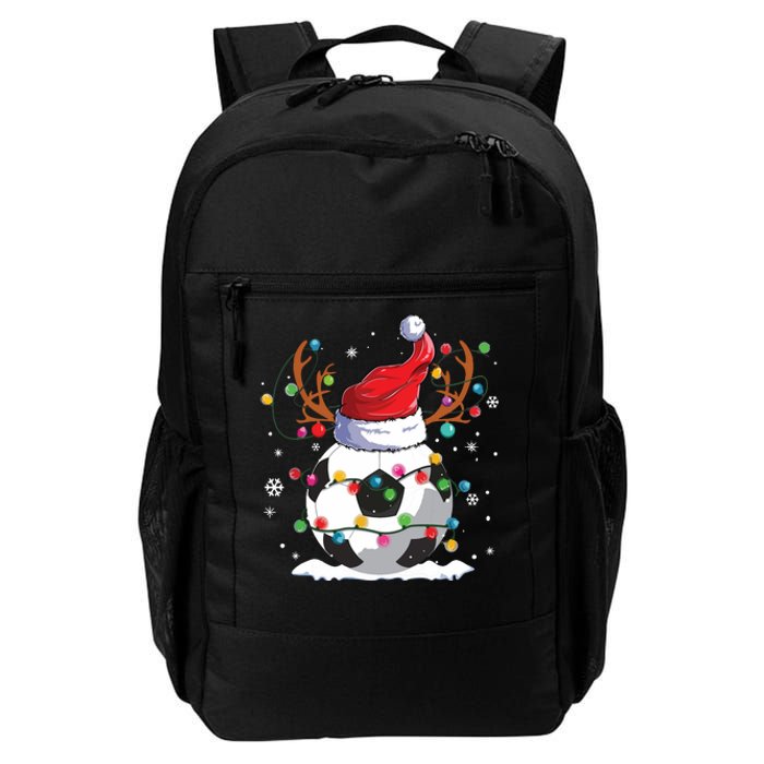 Soccer Santa Hat Reindeer Christmas Lights Funny Xmas Daily Commute Backpack