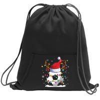 Soccer Santa Hat Reindeer Christmas Lights Funny Xmas Sweatshirt Cinch Pack Bag