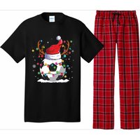 Soccer Santa Hat Reindeer Christmas Lights Funny Xmas Pajama Set