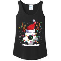 Soccer Santa Hat Reindeer Christmas Lights Funny Xmas Ladies Essential Tank